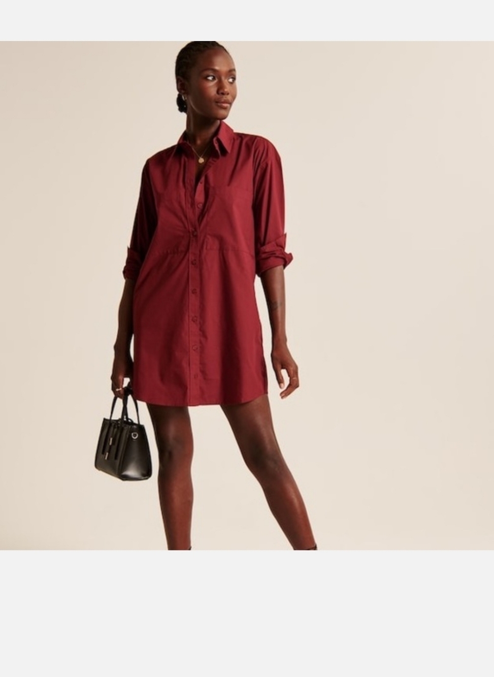 Abercrombie & Fitch Burgundy Long-Sleeve Shirt Dress XXSP NWT